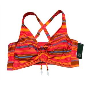 NWT Wild Fable Plus Size 0X Striped Strappy Bikini Top Swimwear‎